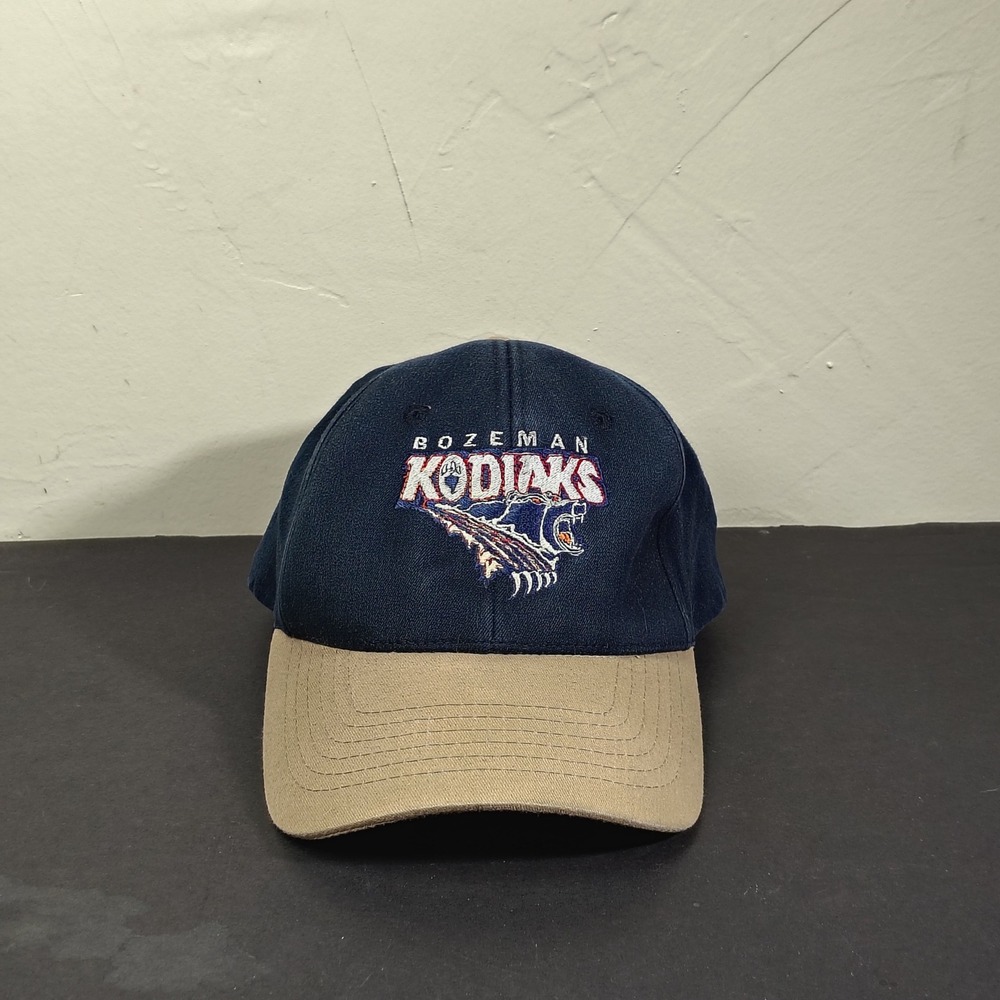 VINTAGE Bozeman Kodiaks Hat Cap Blue Cotton Two Tone Baseball Cap Bear Montana